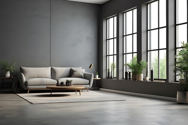 Premium Photo | Interior Of Modern Living Room With Gray Walls Concrete ... inside Making a House a Home The Role of a Comfortable Gray Sectional