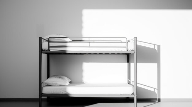 Premium Photo | Modern White Bunk Bed With Moody Shadows Consumer ... with regard to
