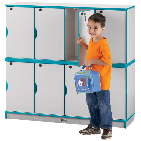Rainbow Accents 4696Jc005 48 1/2" X 15" X 45 1/2" Locking 8-Section ... with The Blue Hue of Organization Exploring Rainbow Accents Stacking Lockers