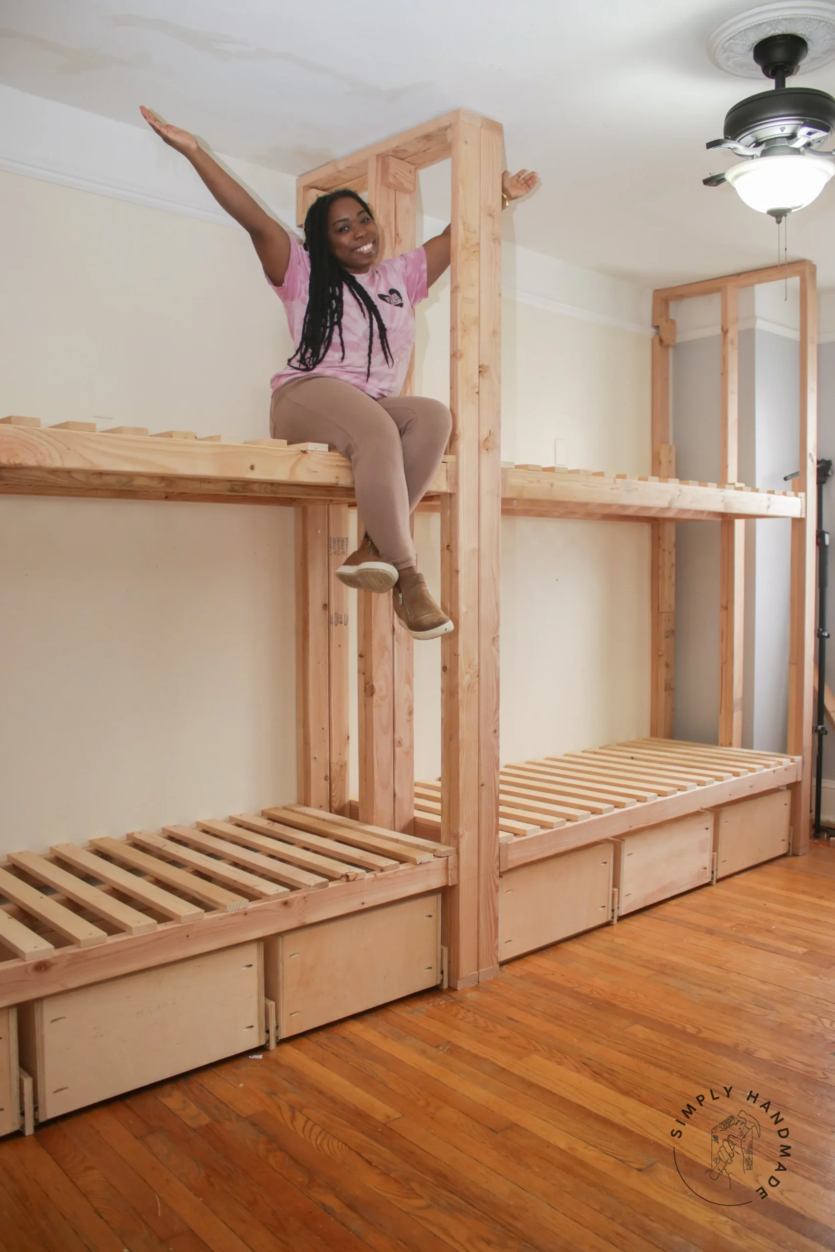 Renter-Friendly “Built-In” Bunk Beds (Part 1) — Simply Handmade Studios intended for Creating a Functional and Chic Sleep Space with Hardwood Bunk Beds