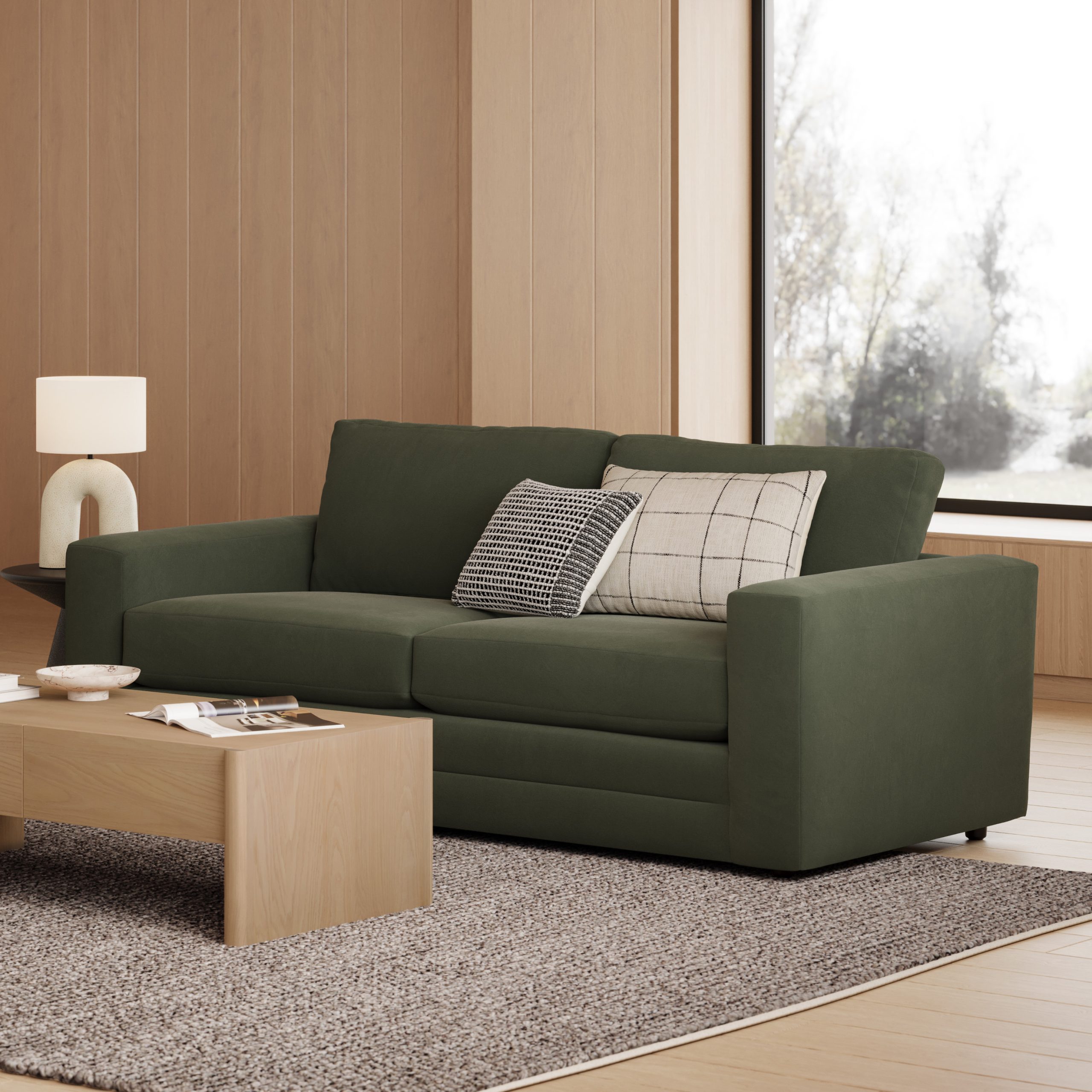 Riley Fir Green Sofa, Performance Velvet | Article with