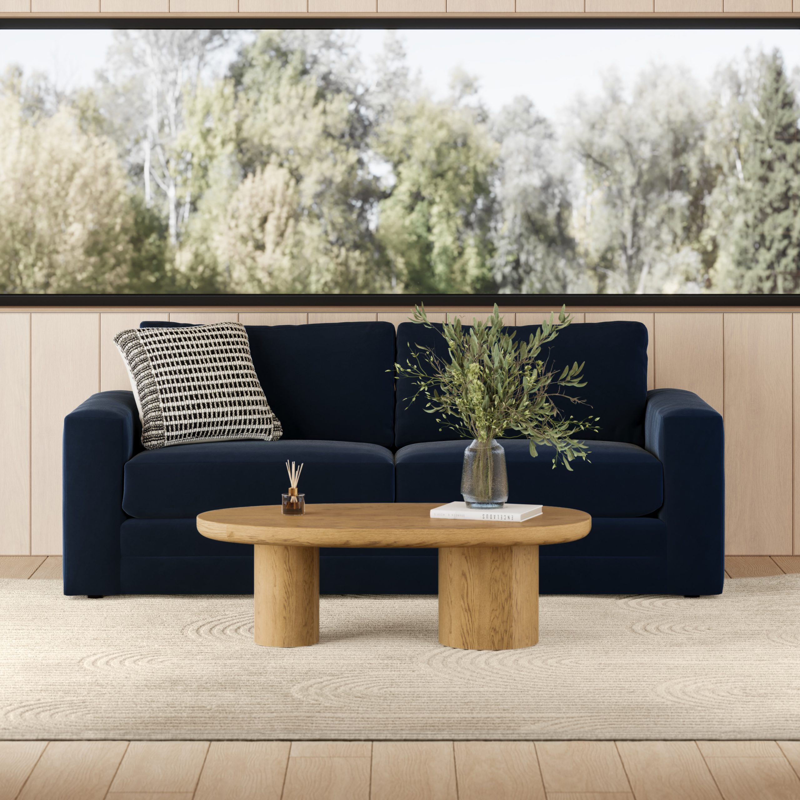 Riley Ink Blue Sofa, Performance Velvet | Article with