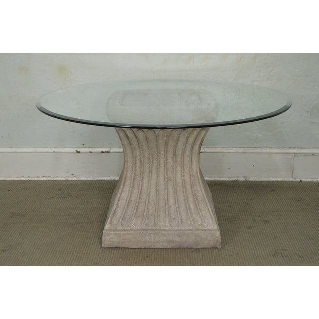 Round Glass Top Faux Concrete Base 54" Dining Table | Chairish with