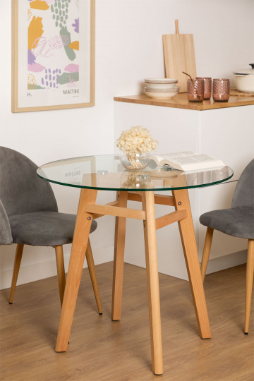 Round Mdf & Beech Wood Dining Table Ø80 Scand Nordic - Sklum throughout Crafting Your Ideal Dining Space with a Brown Mdf Beech Oak Table