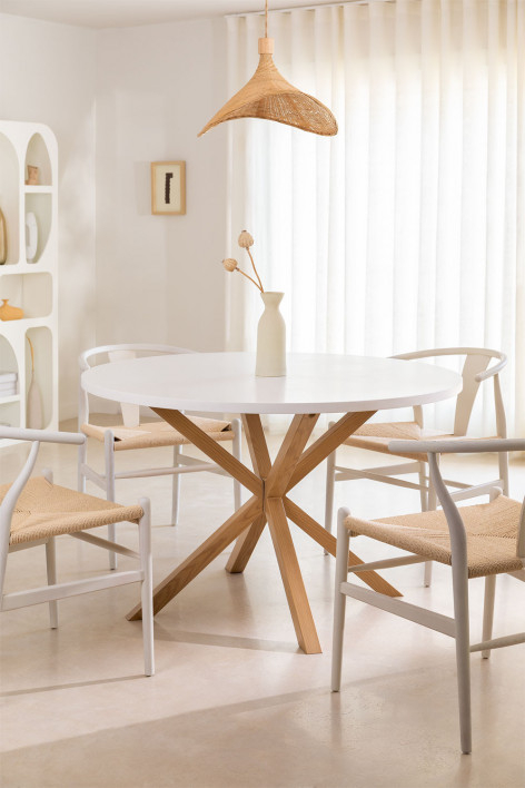 Round Mdf & Beech Wood Dining Table Scand Nordic - Sklum pertaining to Crafting Your Ideal Dining Space with a Brown Mdf Beech Oak Table