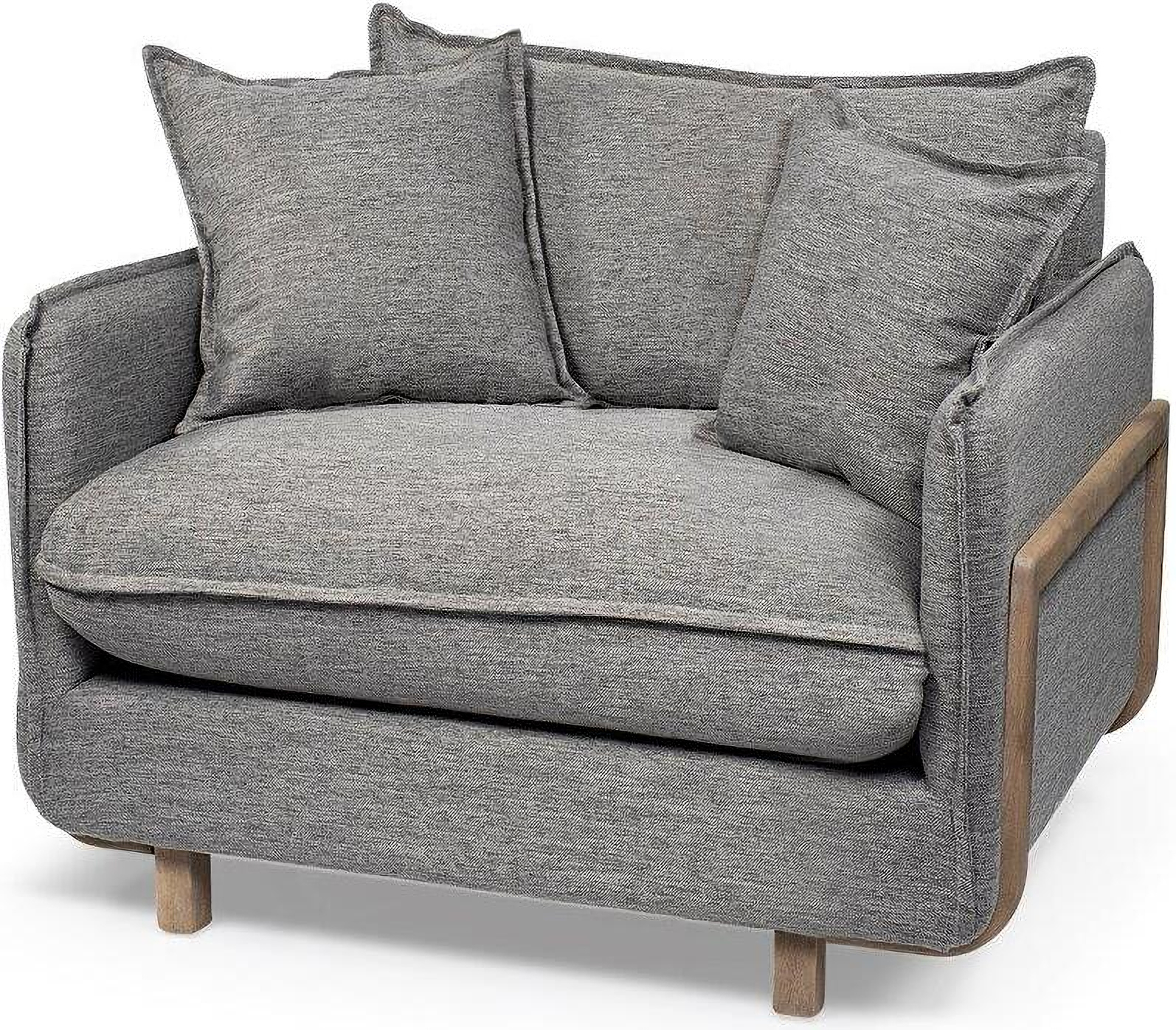 Roy Ii Castlerock Gray Upholstered And Brown Wood Frame Arm Chair By ... with