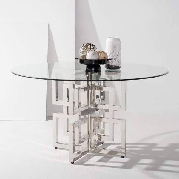 Safaviehcouture Harlan Round Glass Dining Table & Reviews | Wayfair pertaining to