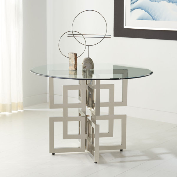 Safaviehcouture Harlan Round Glass Dining Table & Reviews | Wayfair regarding