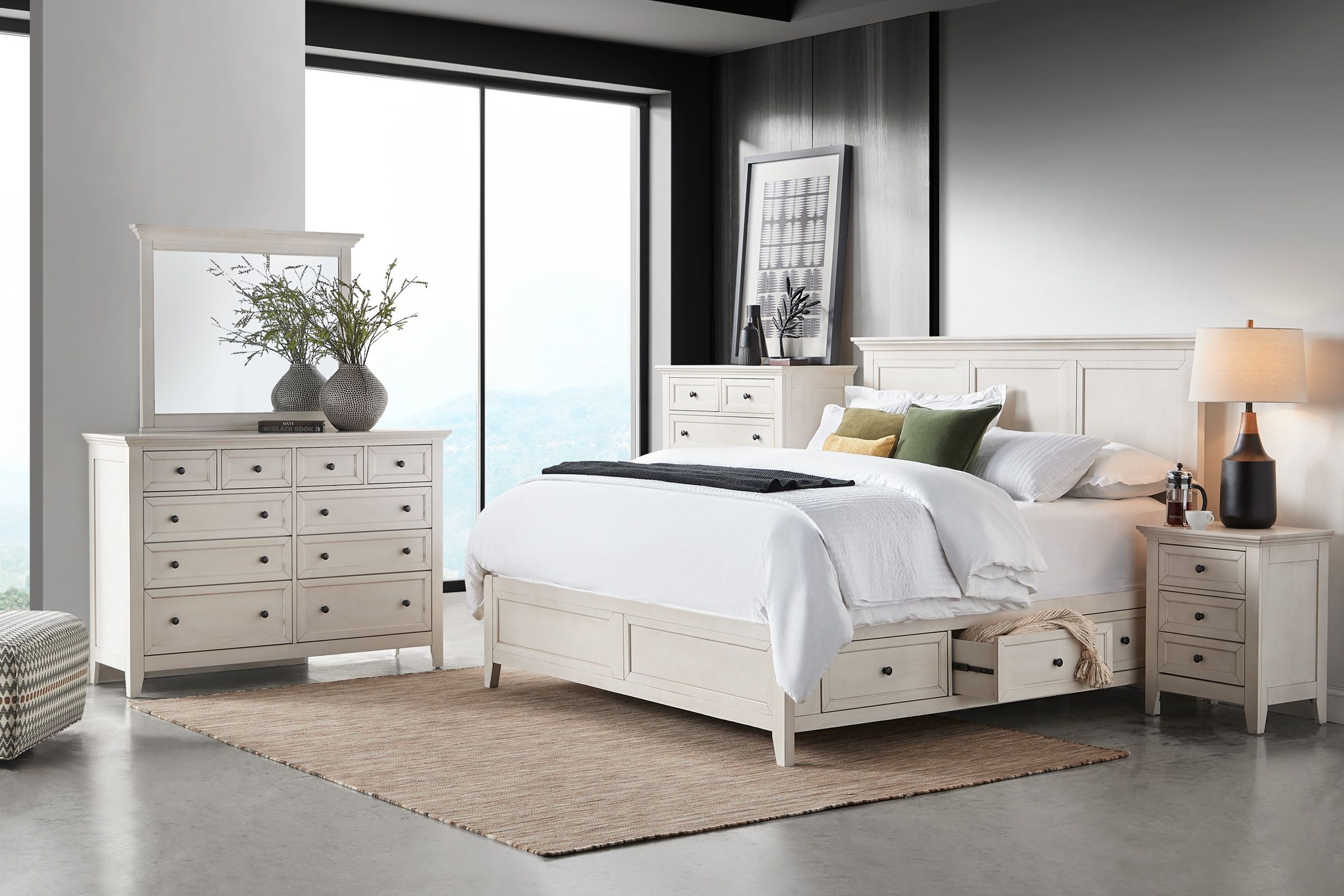 San Mateo White Queen Bed At Gardner-White pertaining to