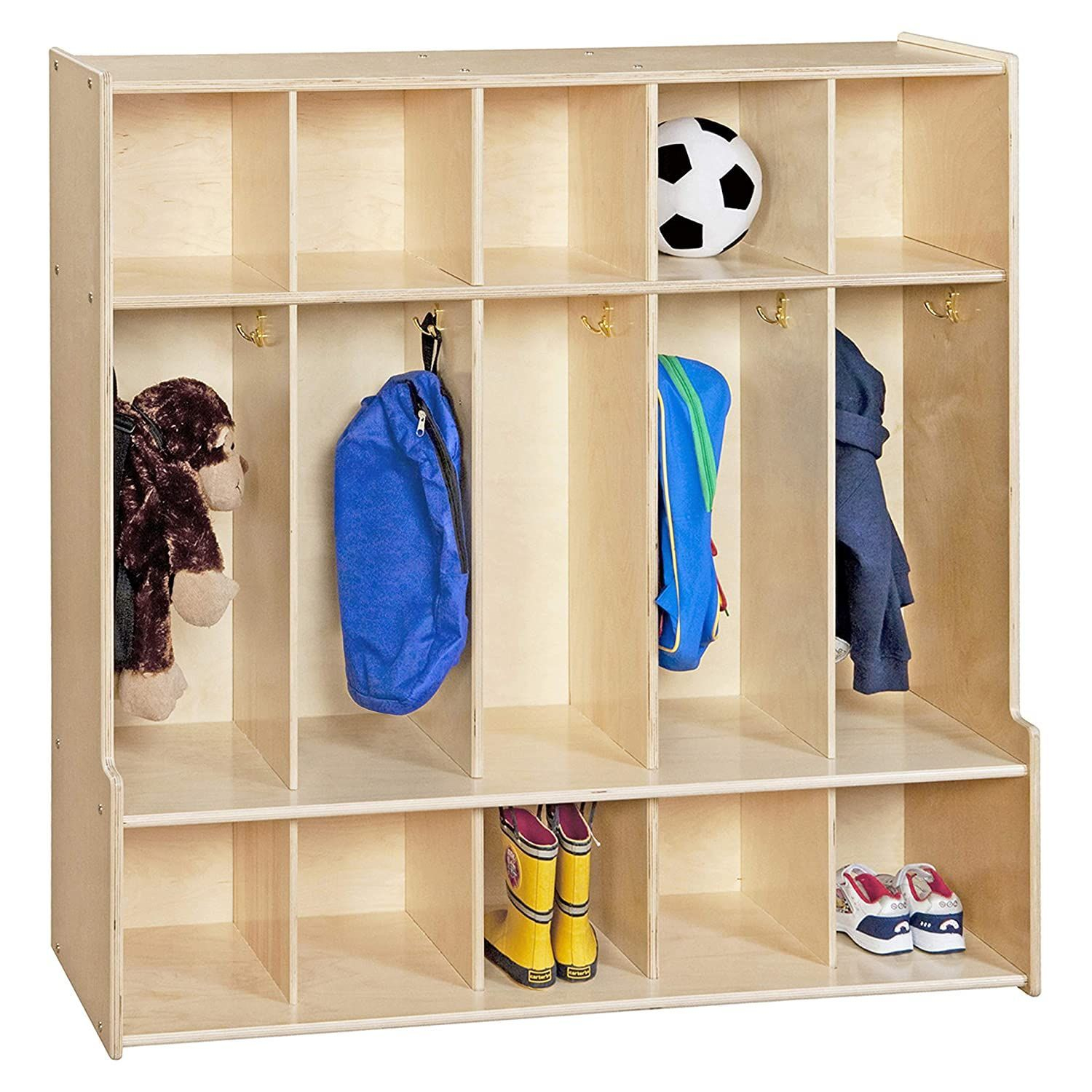 Section Coat Locker With Bench & Cubby Storage For Kids, Backpack ... throughout More Than Just Storage Creative Uses for Your Yellow Coat Locker