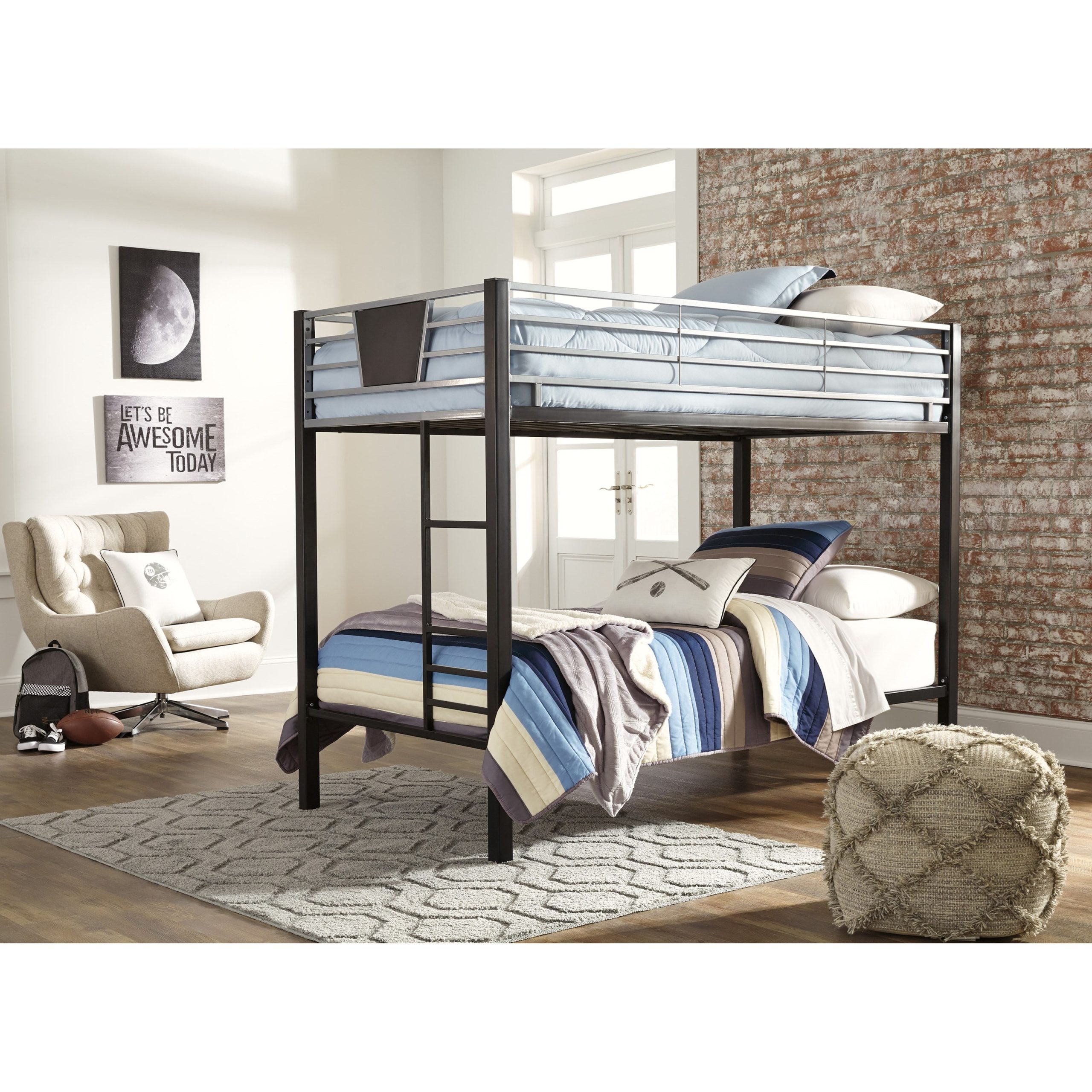 Signature Design By Ashley Dinsmore Twin/Twin Metal Bunk Bed W/ Ladder ... within Creating a Cozy Haven How to Style the Dinsmore Bunk Bed