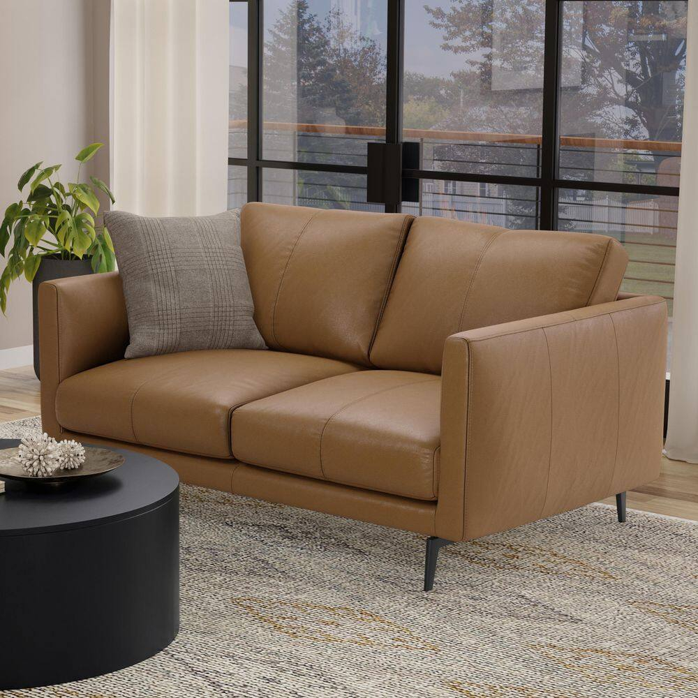 Simpli Home Stevens Modern Mid Century 60 In. Straight Arm Genuine ... for