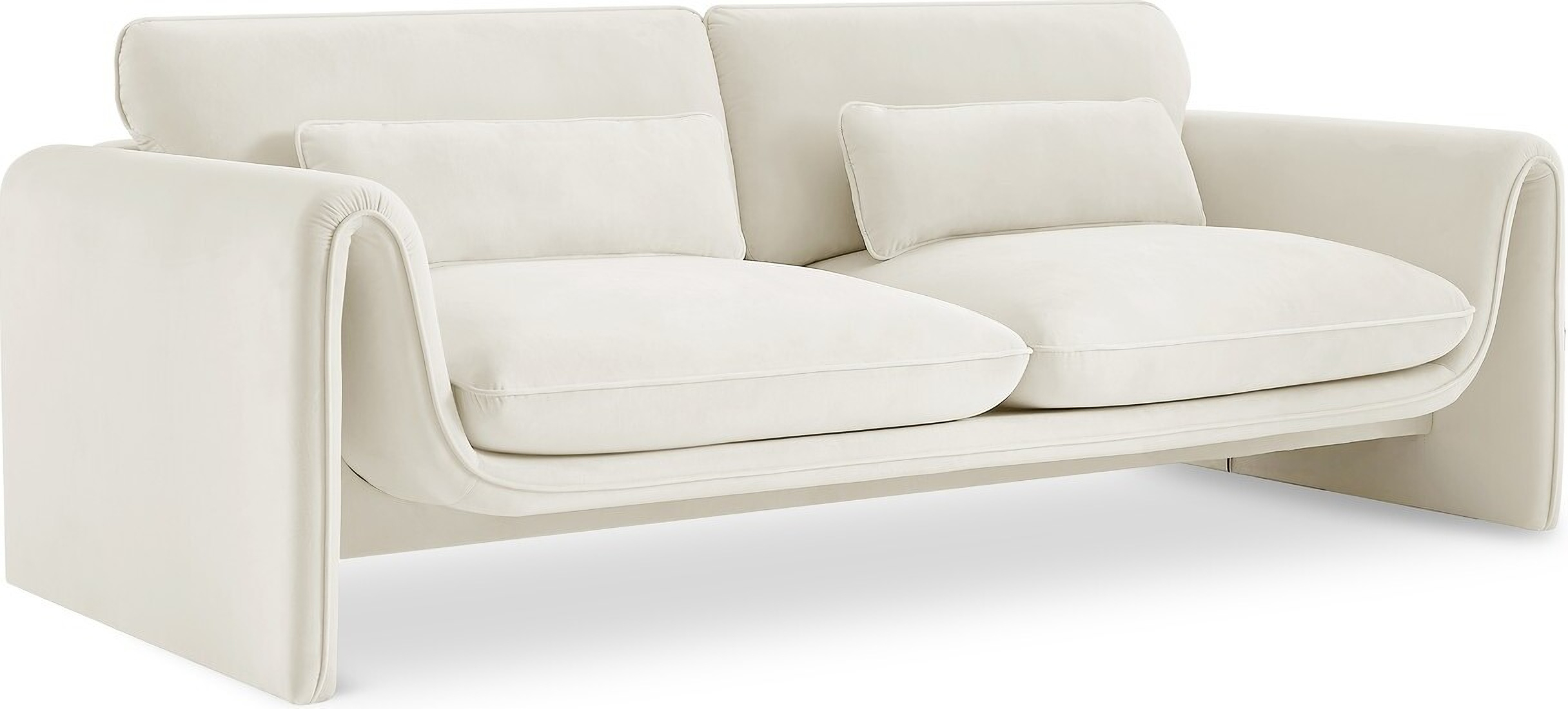 Sloan Velvet Fabric Sofa In Cream By Meridian | 1Stopbedrooms pertaining to