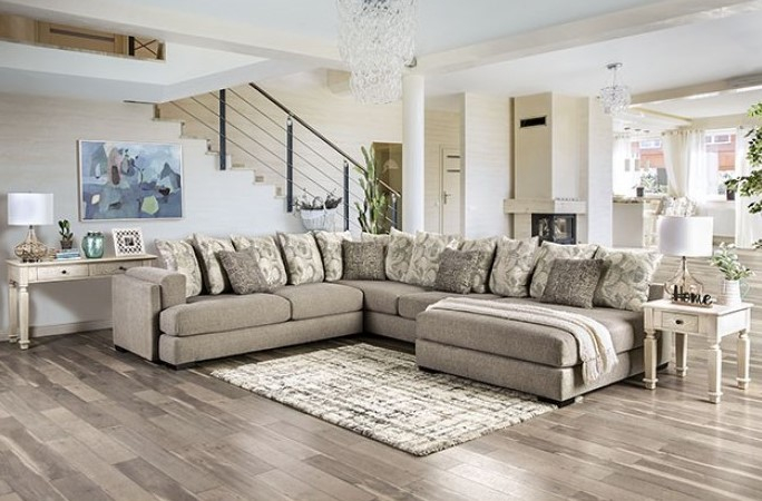 Sm5182 Angelia Sofa Sectional In Light Gray | Furniture Of America Foa ... throughout