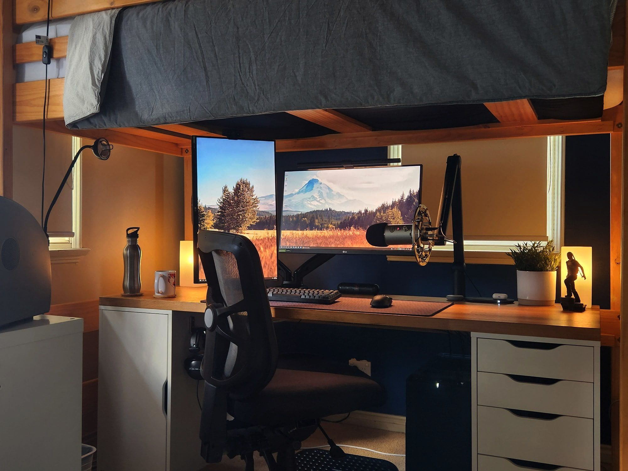 Small Loft Bed Desk Setup regarding Maximizing Small Spaces The Gray Loft Bed Desk Solution Explained