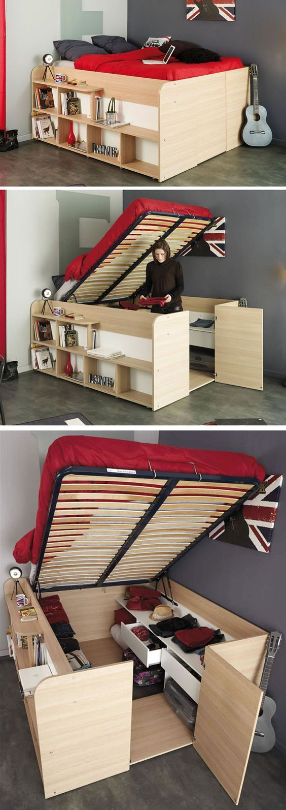 Small Space Storage, Storage Spaces, Smart Storage, Hidden Storage ... with The Endicott Bunk Bed Smart Storage Solutions for Small Spaces