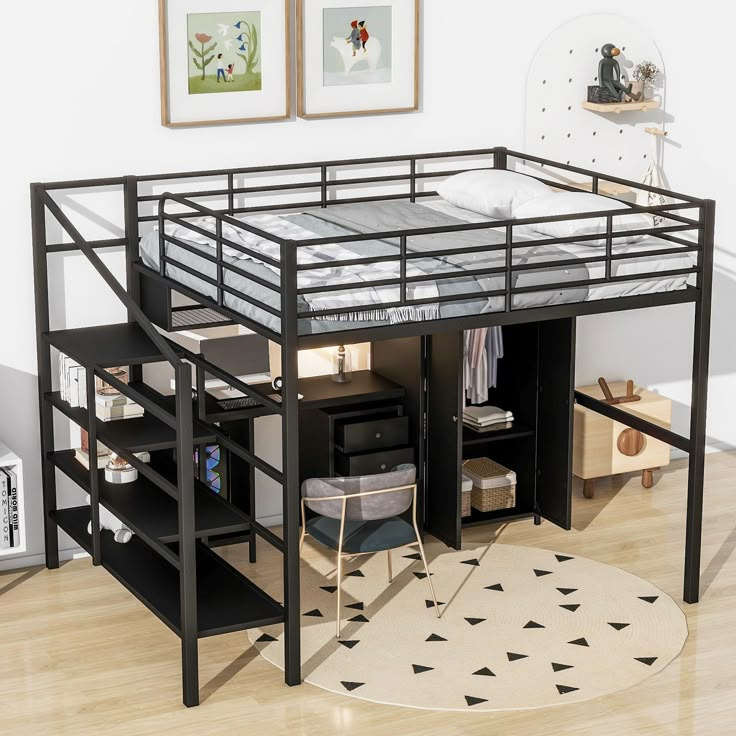 Softsea Full Size Metal Loft Bed With Desk And Stairs, Industrial High ... throughout Discovering the Versatility of the Gewnee Full Size Metal Loft Bed with Desk