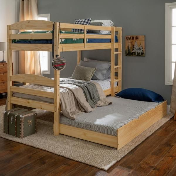 Solid Wood Twin Over Twin Bunk Bed + Storage/Trundle Bed - Natural ... intended for Solid Wood Safety and Style Unpacking the Twin Over Full Pine Bunk Bed