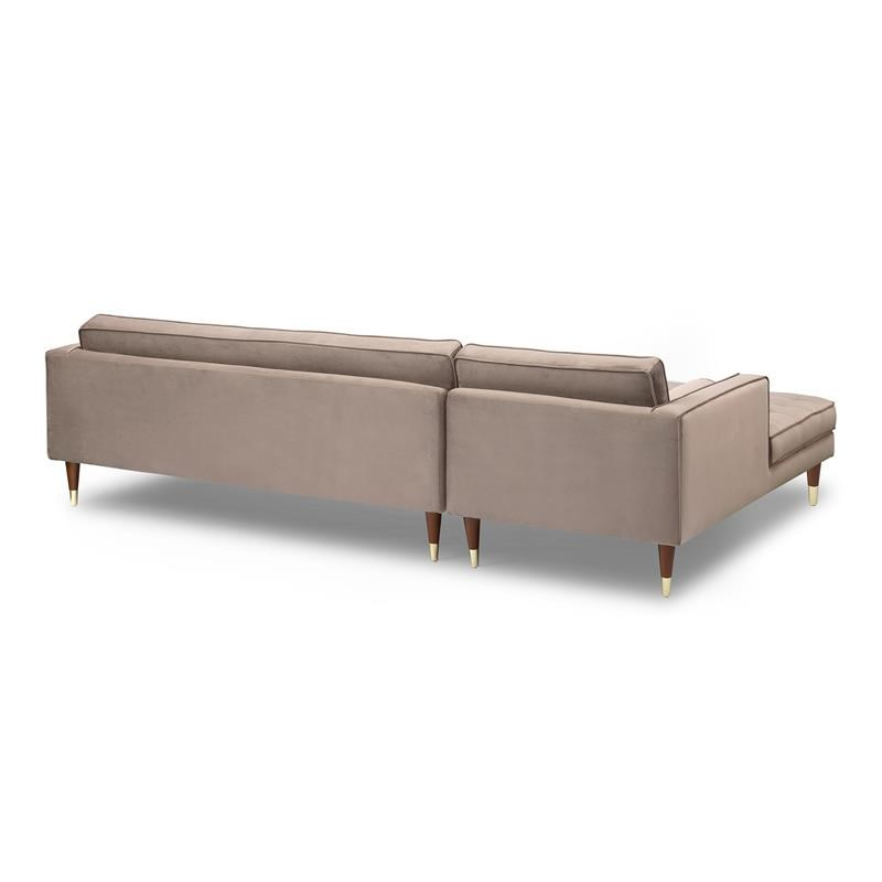 Somerset Taupe Velvet Mid Century Modern Right Sectional Sofa | Homesquare with Bringing Mid-Century Charm Home The Somerset Taupe Velvet Right Sectional Explained