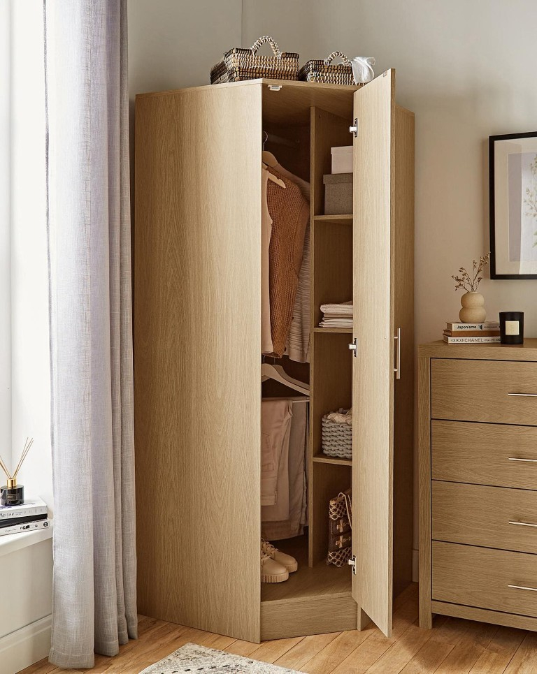 Space Saving Corner Oak Wardrobe - Brand New Dakota Oak Wardrobe Free ... inside