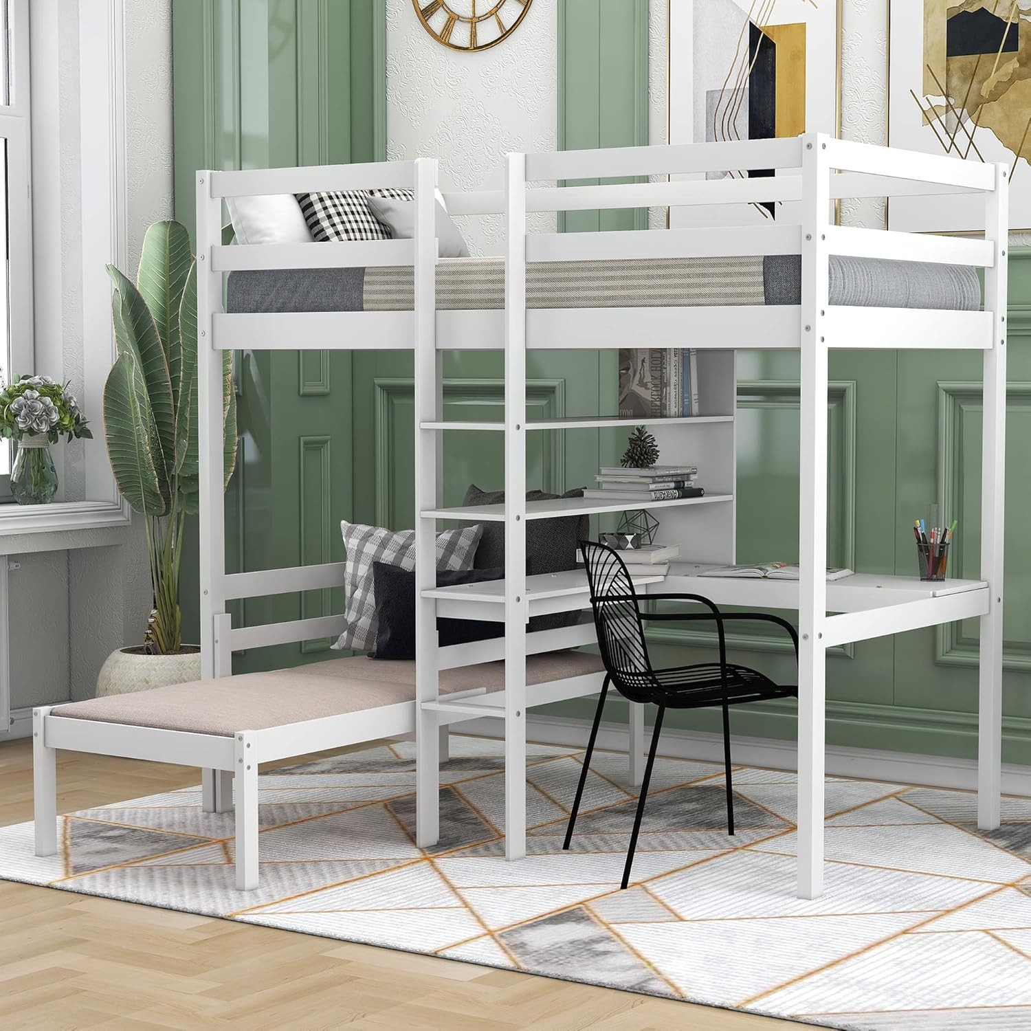 Space-Saving Twin Loft Bed With L-Shape Desk And Philippines | Ubuy in The Ultimate Space-Saving Solution Discover a Twin Low Loft with Integrated Storage