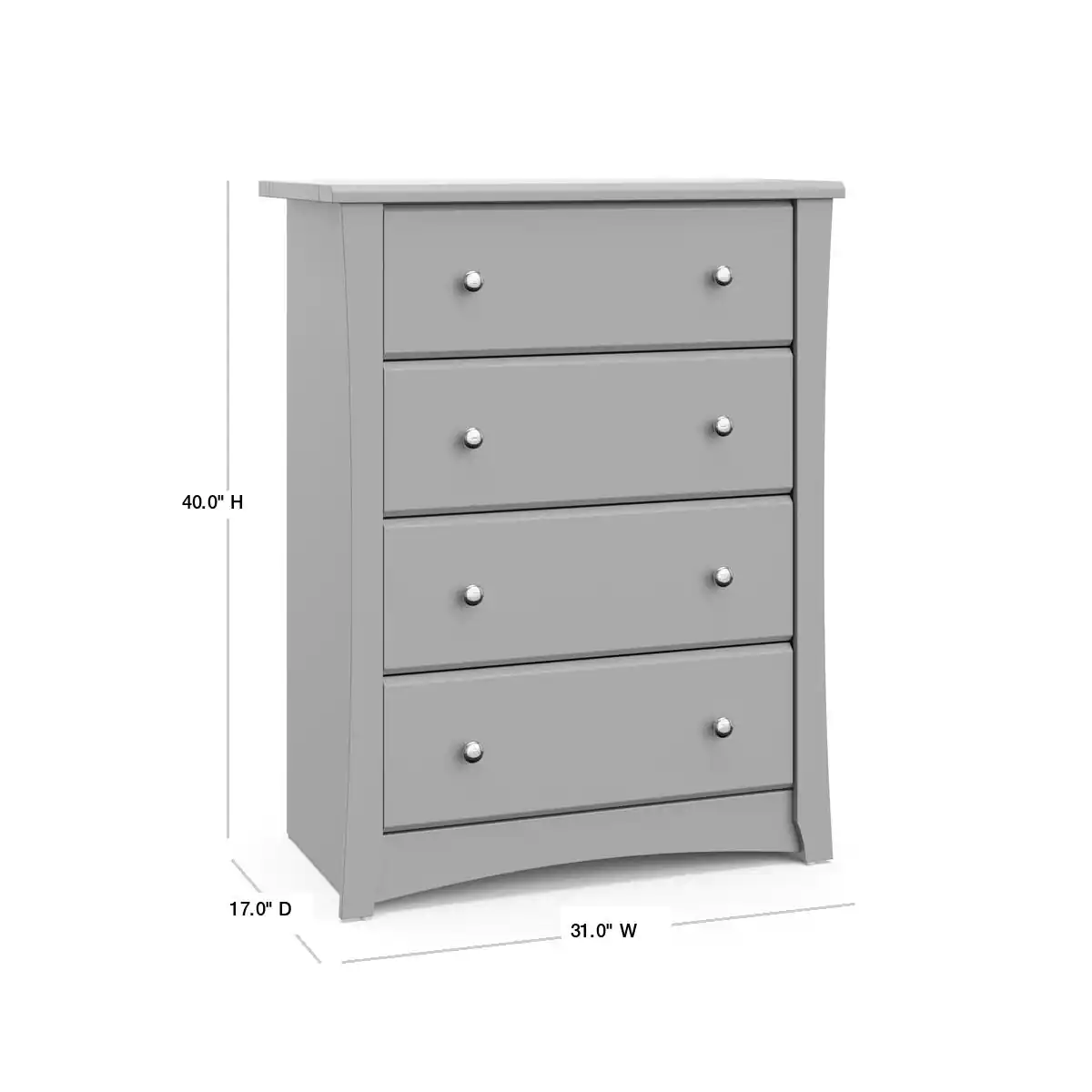 Storkcraft 4-Drawer Crescent Pebble Gray Dresser | Bigeasymart.com pertaining to Caring for Your Pebble Gray Storkcraft Crescent Dresser Maintenance Tips