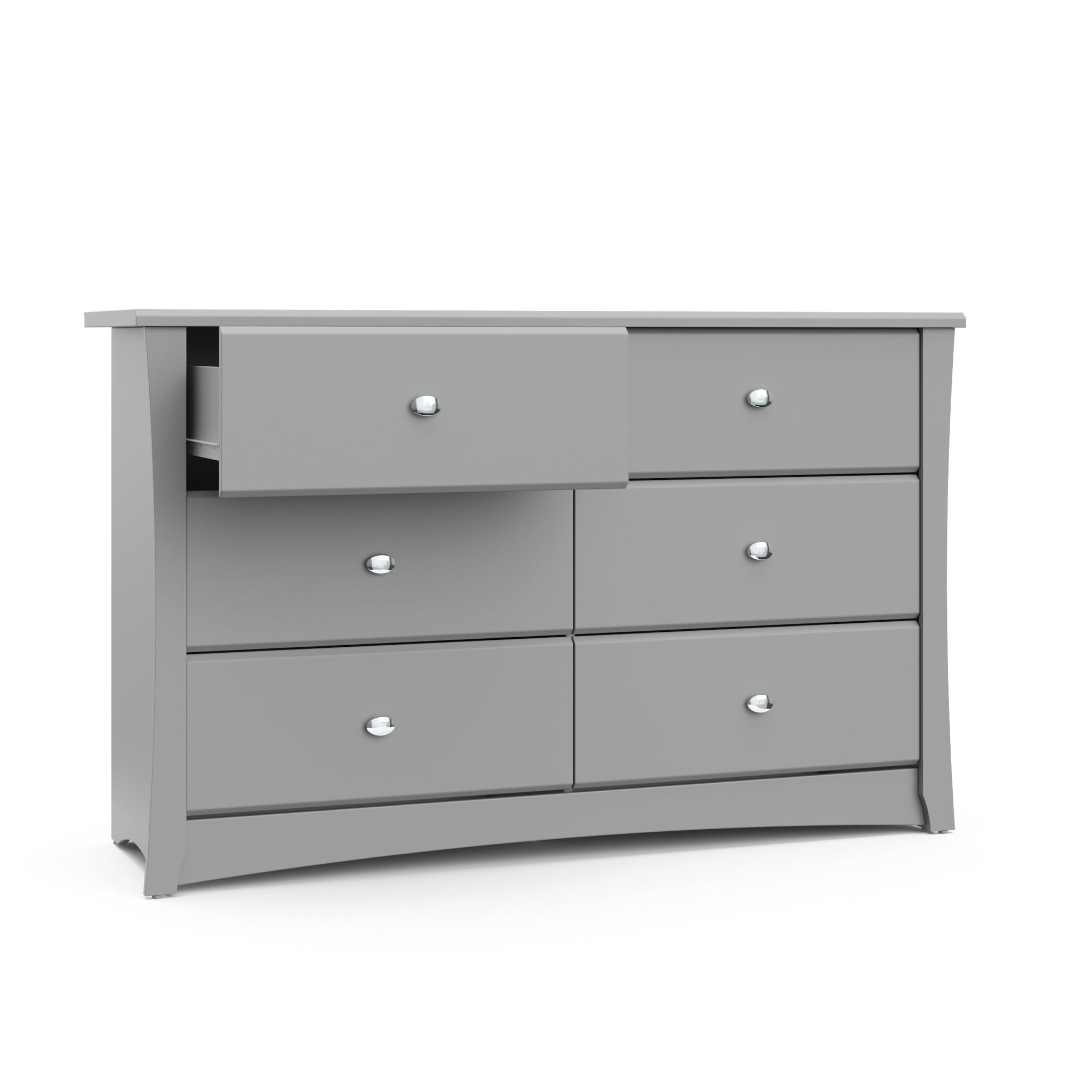 Storkcraft Crescent 6 Drawer Modern Double Dresser Pebble Gray ... inside Caring for Your Pebble Gray Storkcraft Crescent Dresser Maintenance Tips