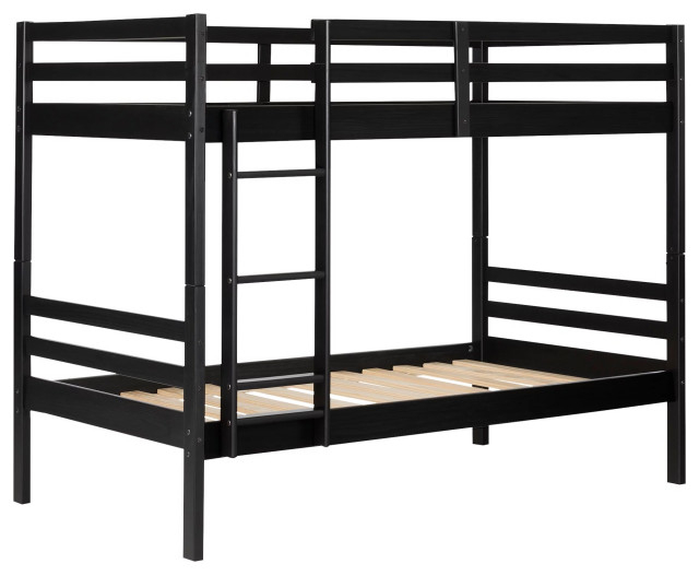 Stylish Twin Over Twin Bunk Bed, Matte Black Hardwood Frame And ... intended for