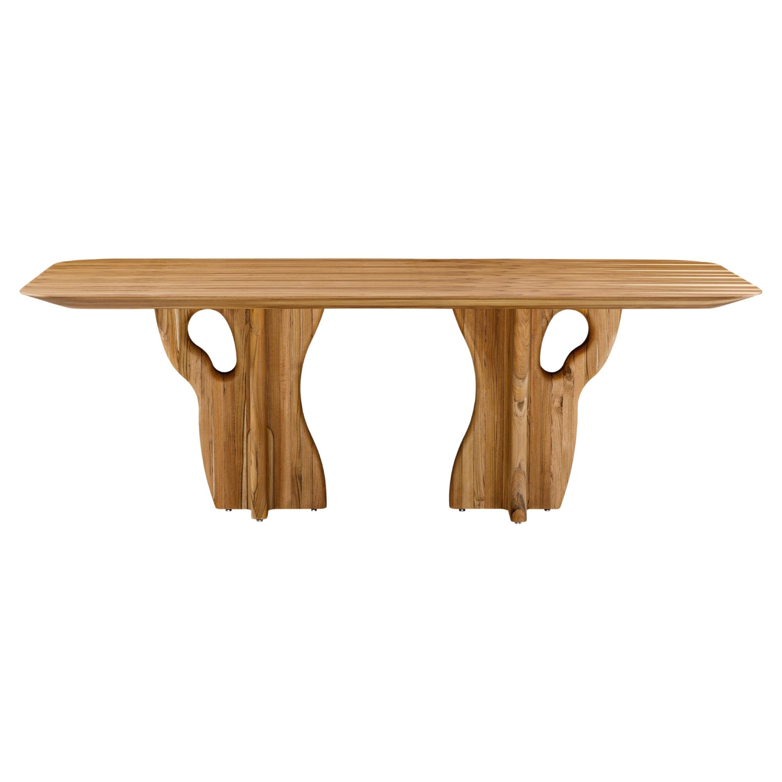 Suma Dining Table With Teak Veneered Top And Organic Solid Wood Legs ... throughout The Enduring Appeal of Solid Wood Legs on a White Dining Table