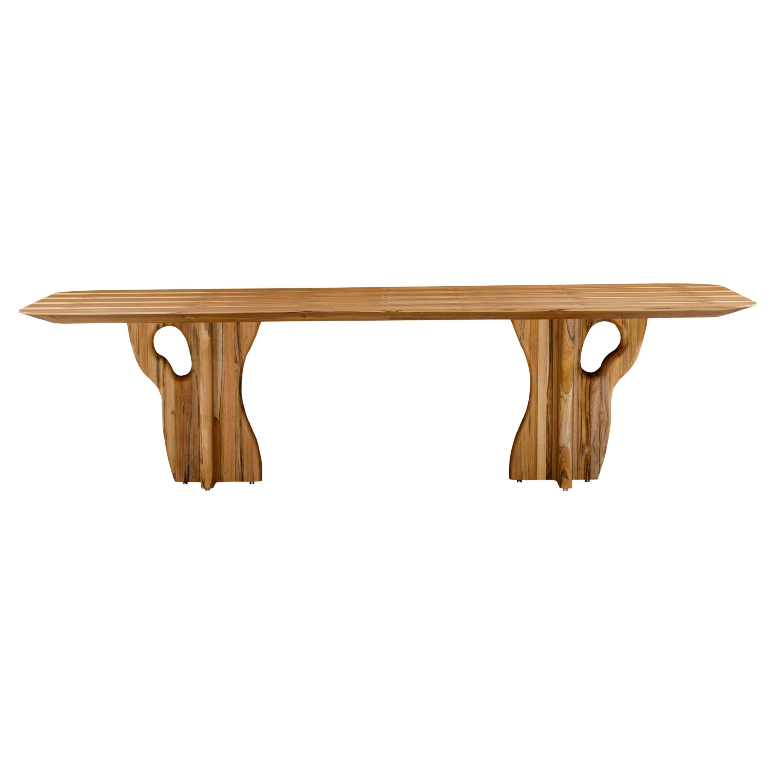 Suma Dining Table With Teak Veneered Top And Organic Solid Wood Legs ... within