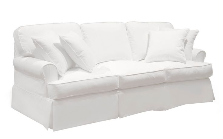 Sunset Trading Horizon Slipcover For T-Cushion Sofa In Warm White ... regarding