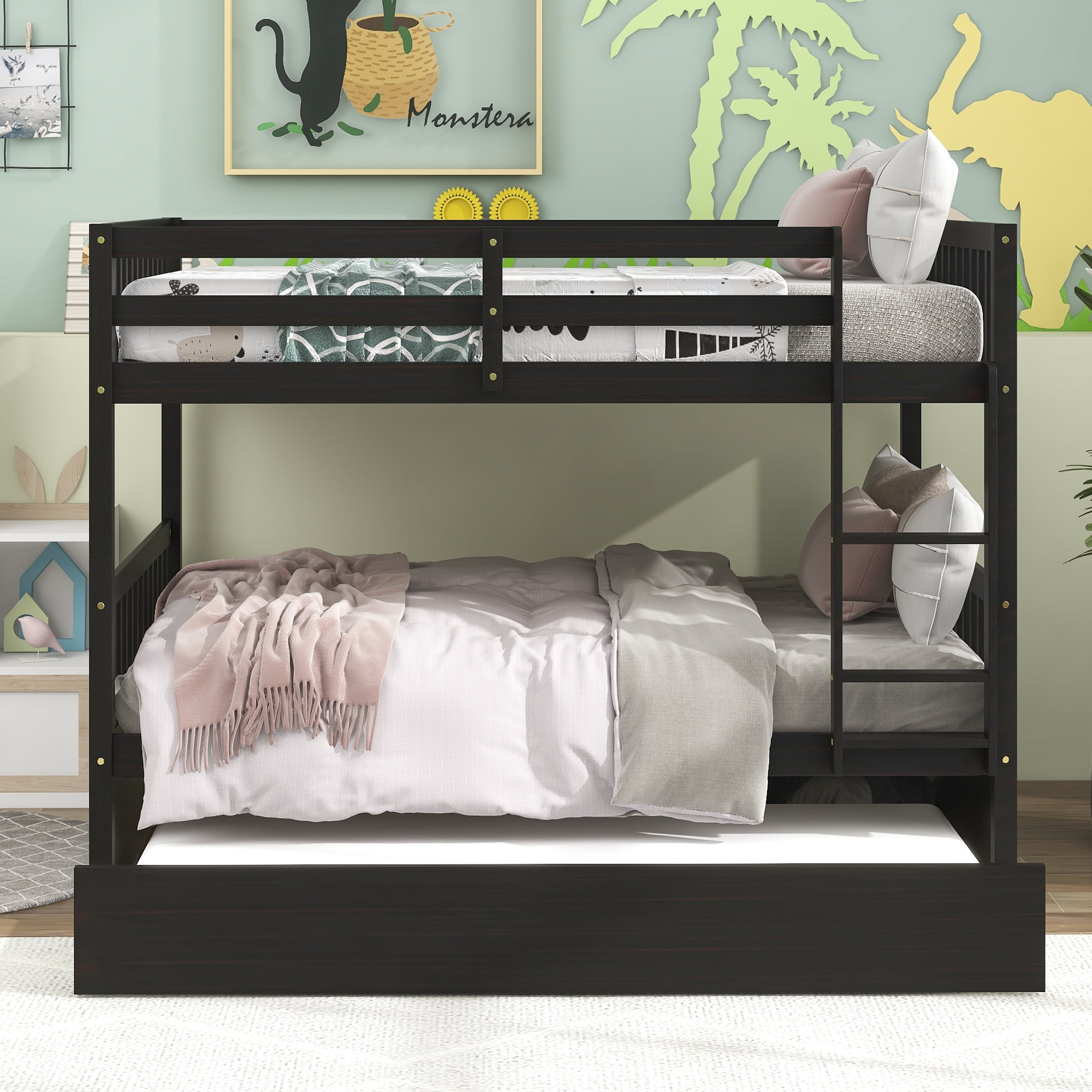 Syngar Full Over Full Bunk Bed With Trundle, Triple Bunk Bed Frame Full ... intended for Understanding the Benefits of a Full over Full Bunk Bed with Trundle
