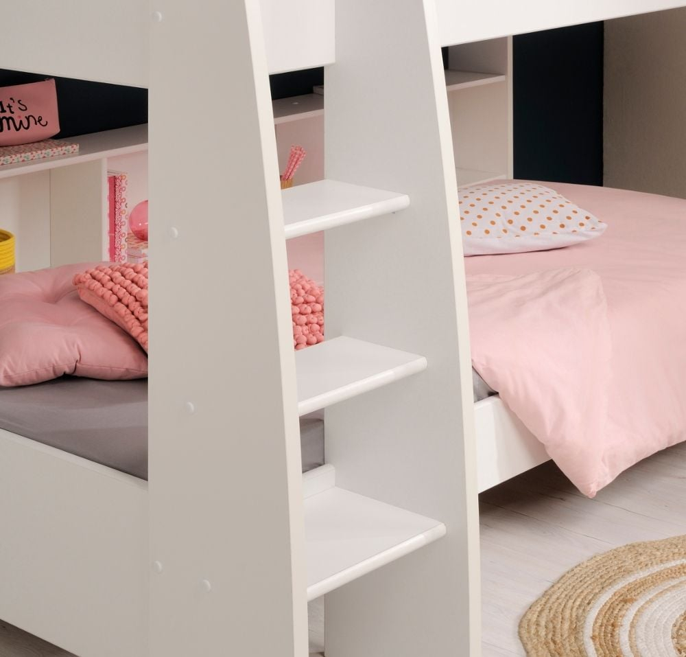 Tam Tam White And Oak Wooden Bunk Bed Frame - Eu Single in The Practical Magic of the Tam Transitional Bunk Bed by Furniture of America