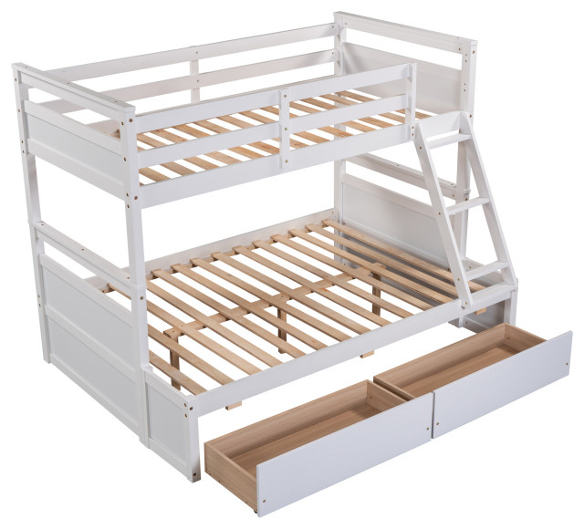 Tateus Stylish Wood Twin Over Full Bunk Bed With Under-Bed Storage ... intended for Beyond the Bed The Integrated Storage Solutions of TATEUS