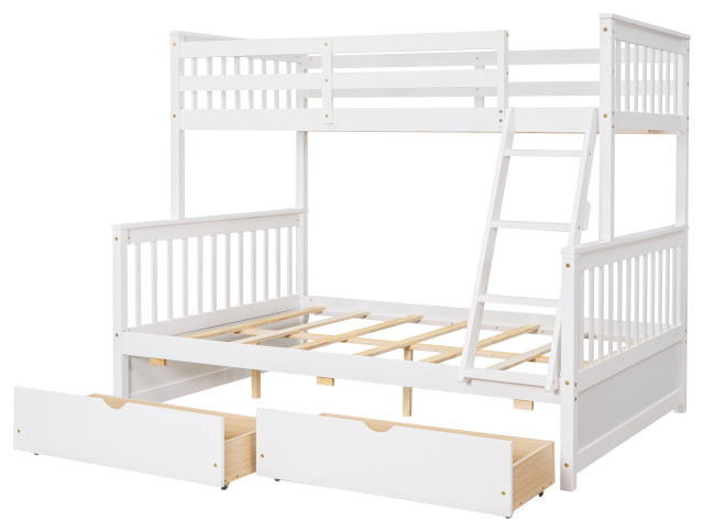 Tateus Twin Over Full Bunk Bed With Storage Drawers Wood Bunked Bed ... intended for Beyond the Bed The Integrated Storage Solutions of TATEUS