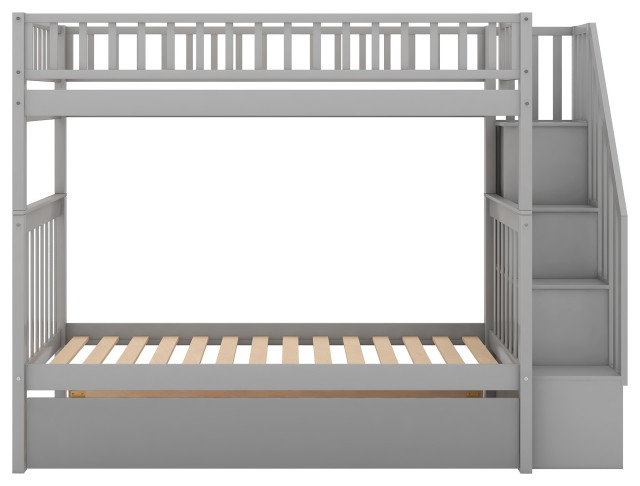 Tateus Twin Over Twin Bunk Bed With Trundle And Storage - Transitional ... with