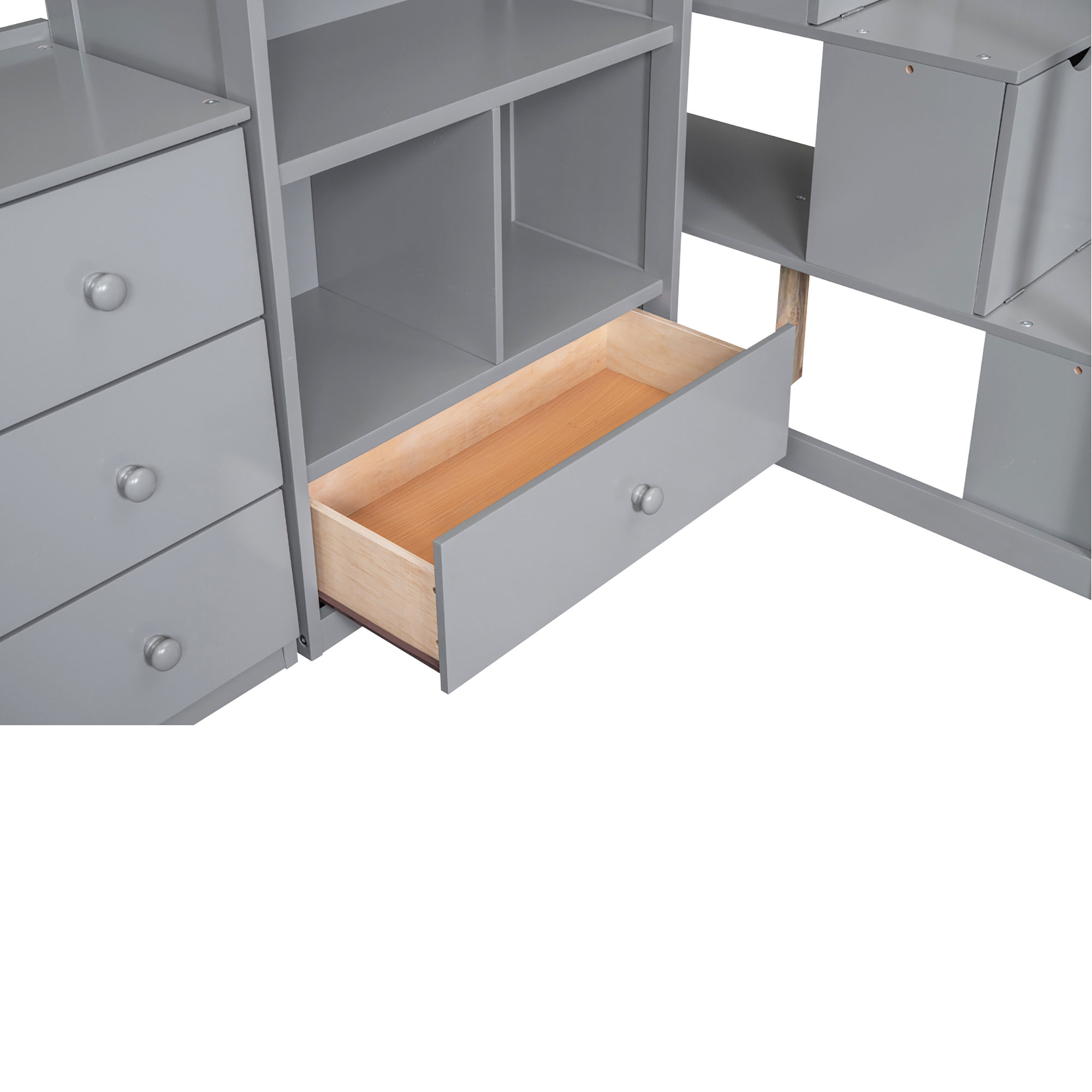 Tateus Twin Size Loft Bed With L-Shaped Desk And Drawers - Transitional ... in