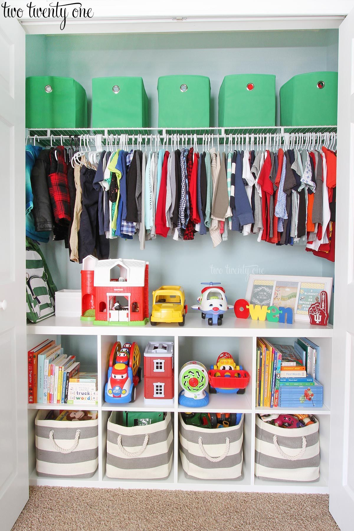 This Organized Toddler Closet Features Storage For Clothing, Toys ... inside