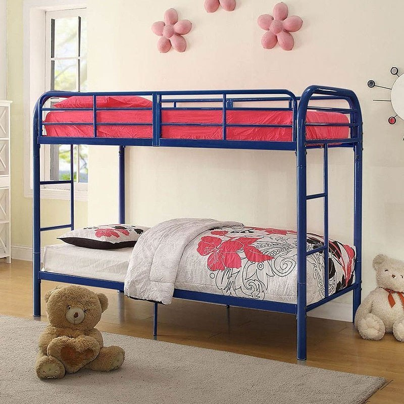 Thomas Fully Kd Twin Bunk Bed (Blue) By Acme Furniture | Furniturepick with Durability Meets Design The ACME Homestead Dark Blue Bunk Bed Review