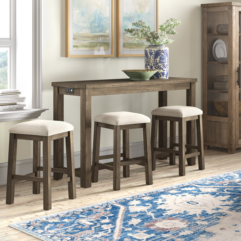 Three Posts Kenworthy 4 - Piece Counter Height Acacia Solid Wood Dining ... regarding