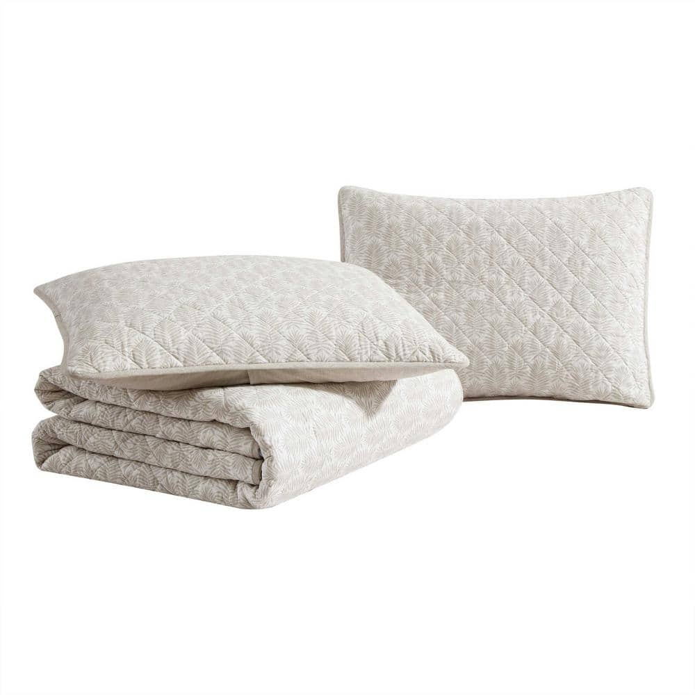 Tommy Bahama Bahama Fronds Beige 3-Piece Full/Queen Cotton Quilt-Sham ... throughout