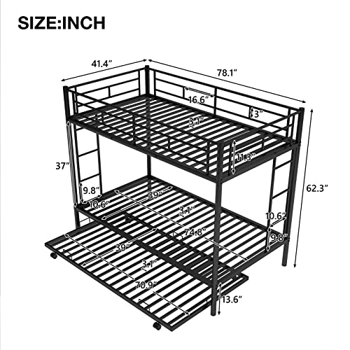 Twin Over Twin Metal Bunk Bed With Trundle - Gotinyspace inside