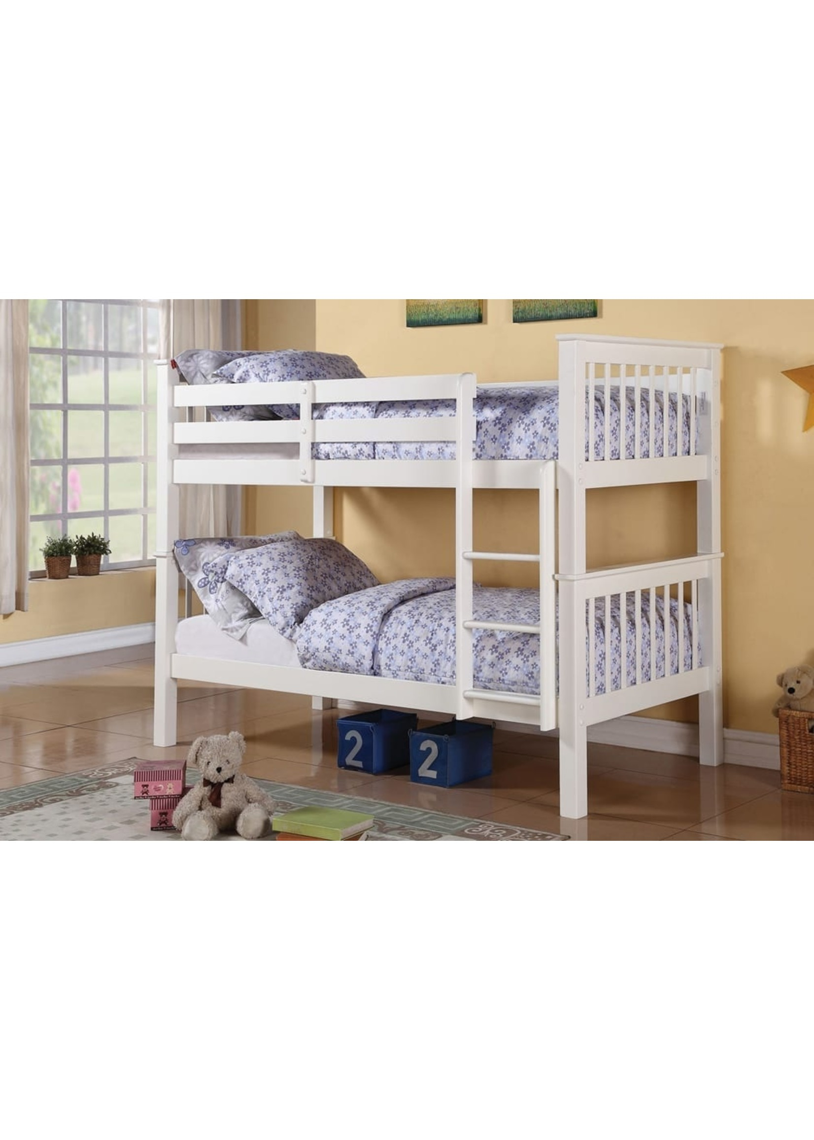 Twin / Twin Wood Bunk Bed, White - Maison Caplan with regard to