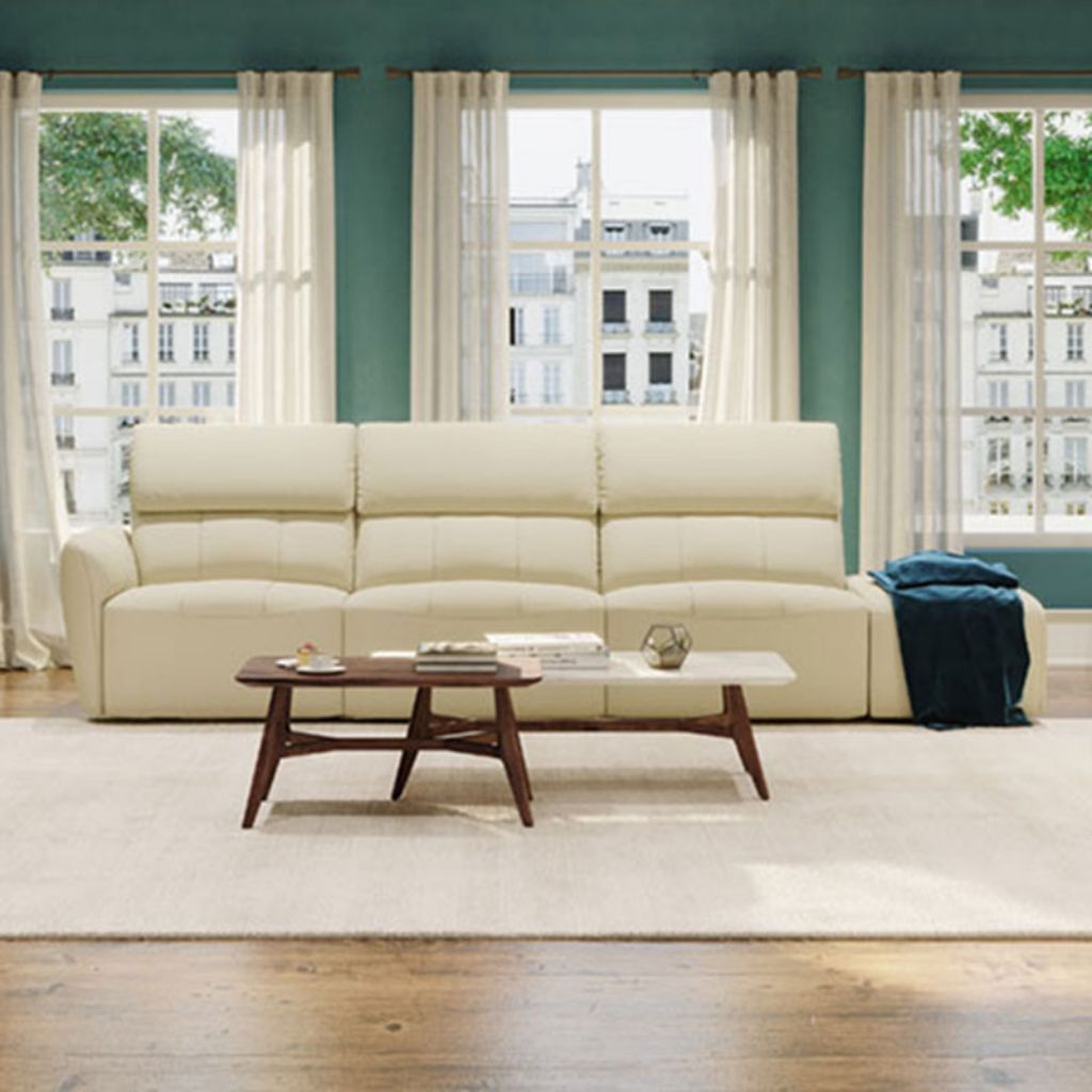 Versatile Modular Three Seater Sofa With Open End Storage Ottoman ... inside Elevate Your Decor with the Versatile White Horizon Sofa from Sunset Trading
