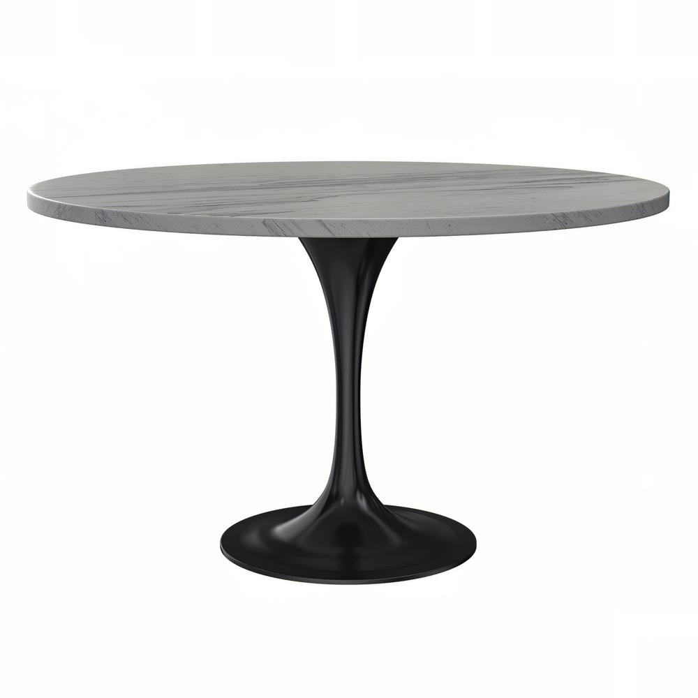 Verve 48" Round Dining Table, Black Base With Laminated White ... throughout