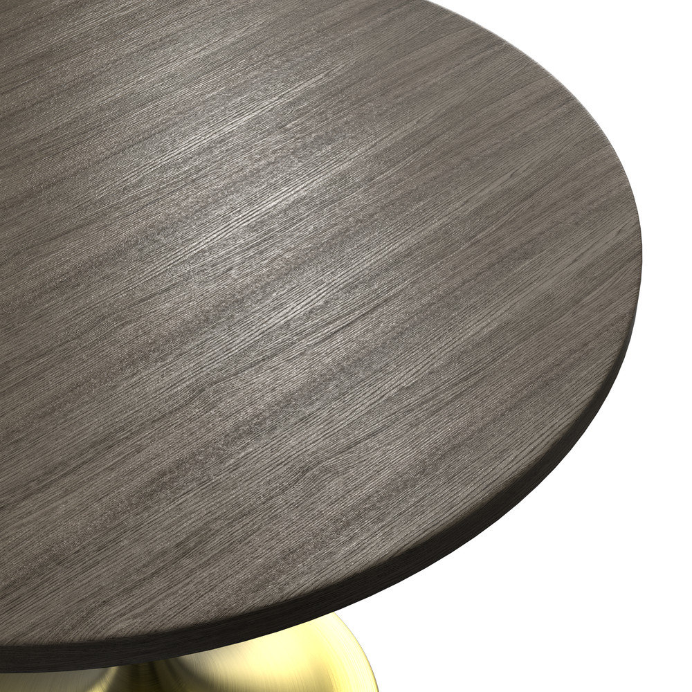 Verve 48 Round Dining Table, Brushed Gold Base With Dark Maple Mdf Top ... in