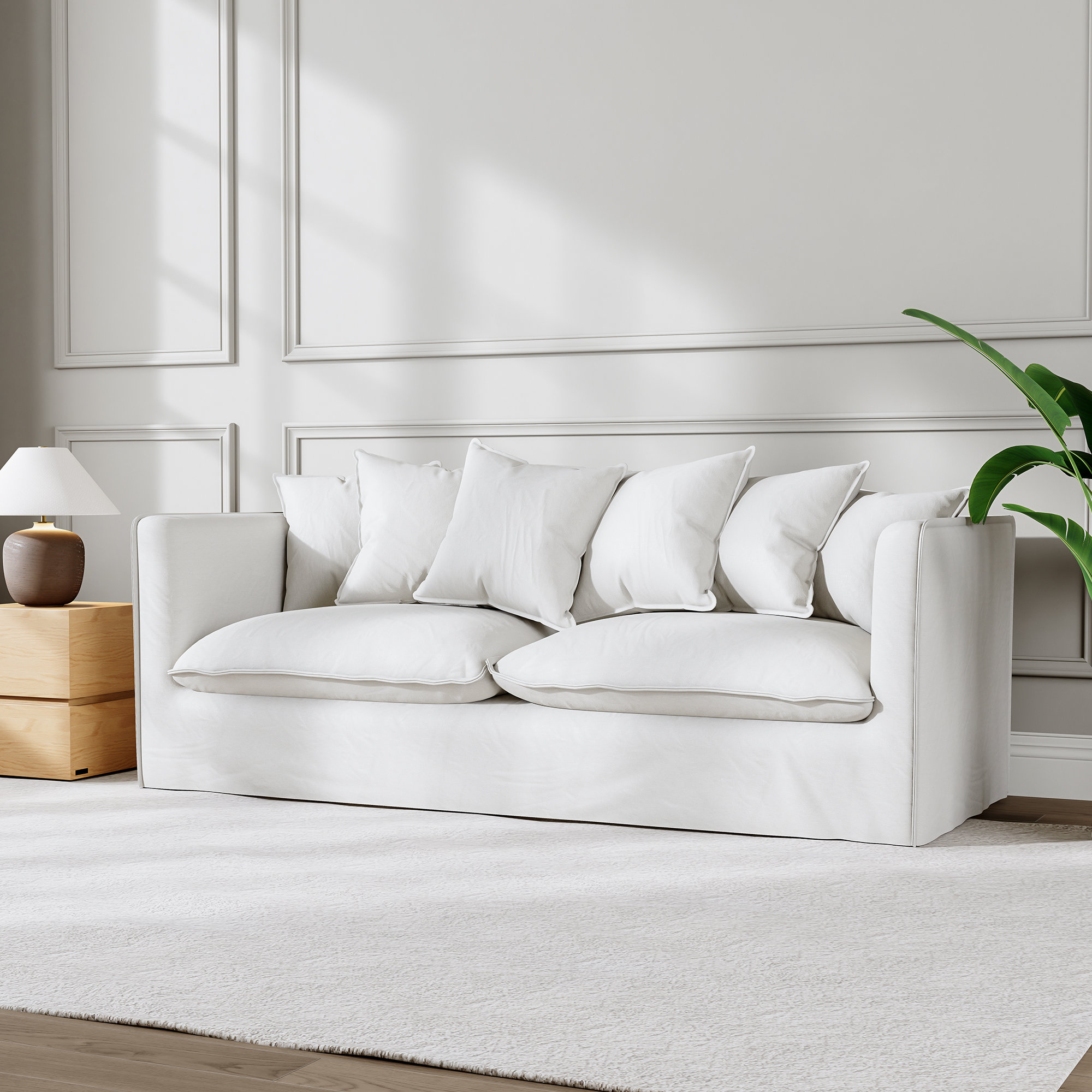 Wade Logan® Castina 80" Fabric Upholstered Contemporary Sofa ... intended for