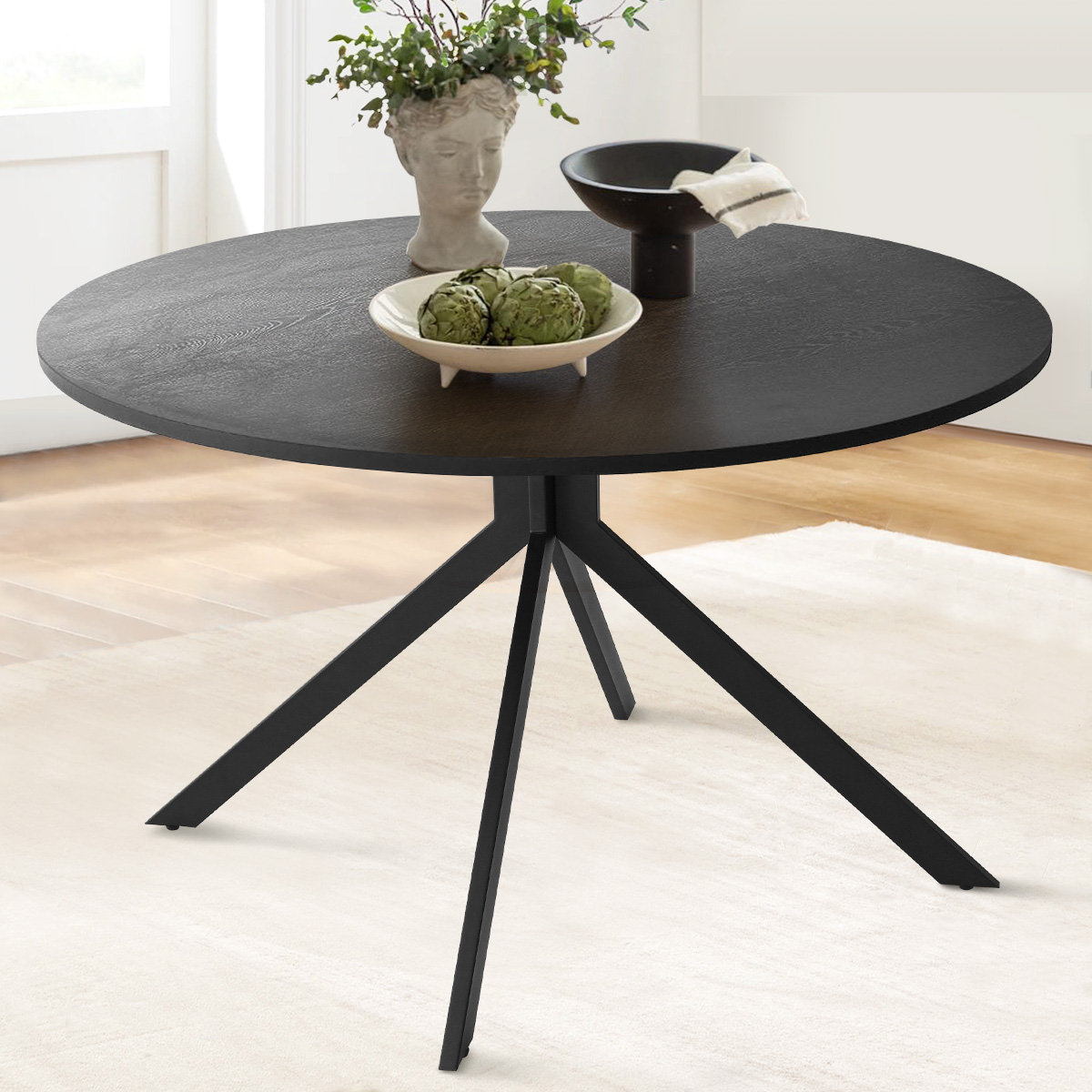 Wade Logan® Charlina 43" Round Black Dining Table &Amp; Reviews | Wayfair regarding