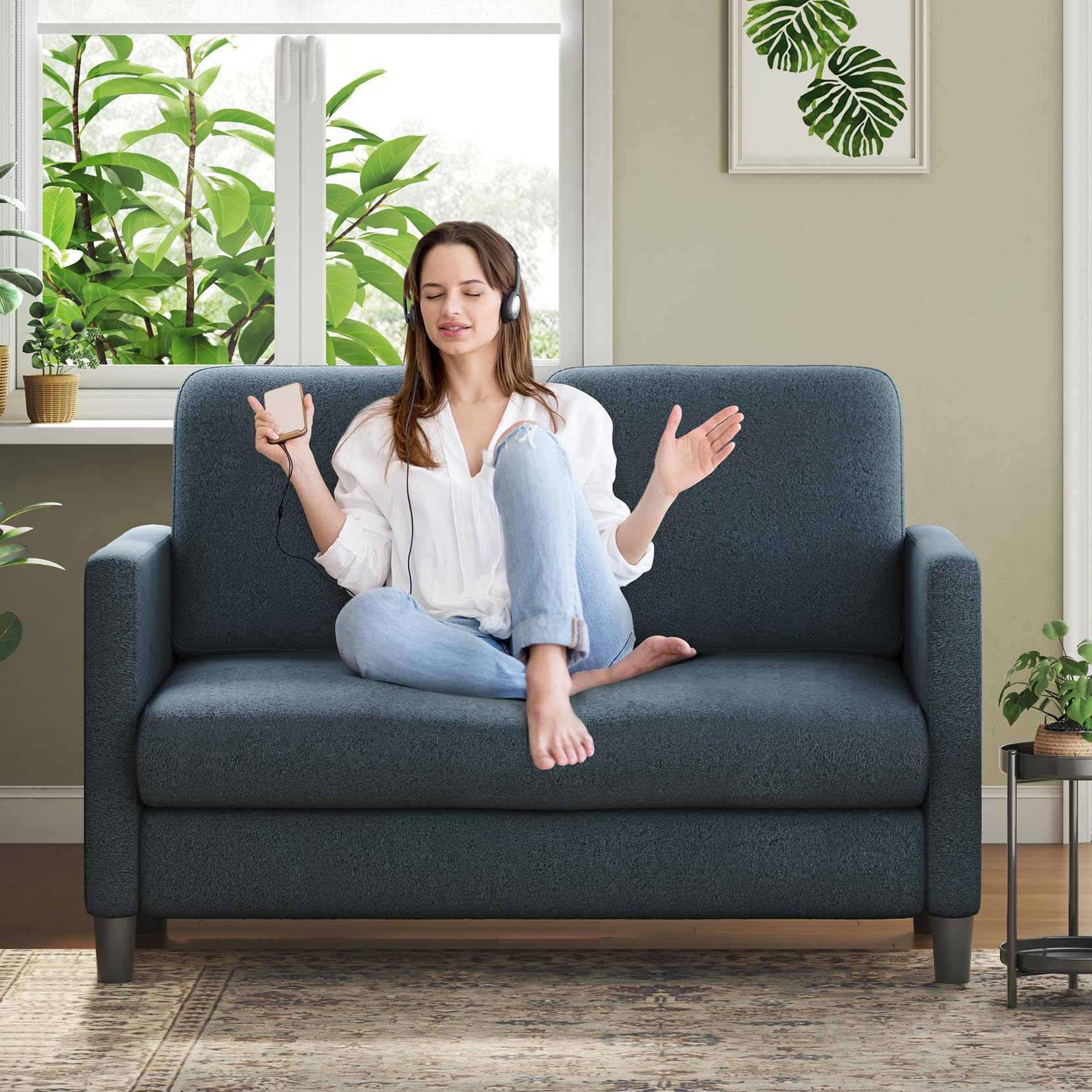 Welzona Two Seater Sofa Modern 2 Seater Sofa Teddy Fabric | Desertcart ... within Why the GDF Studio Joseline Petite Sofa in Blue is a Compact Comfort Champion