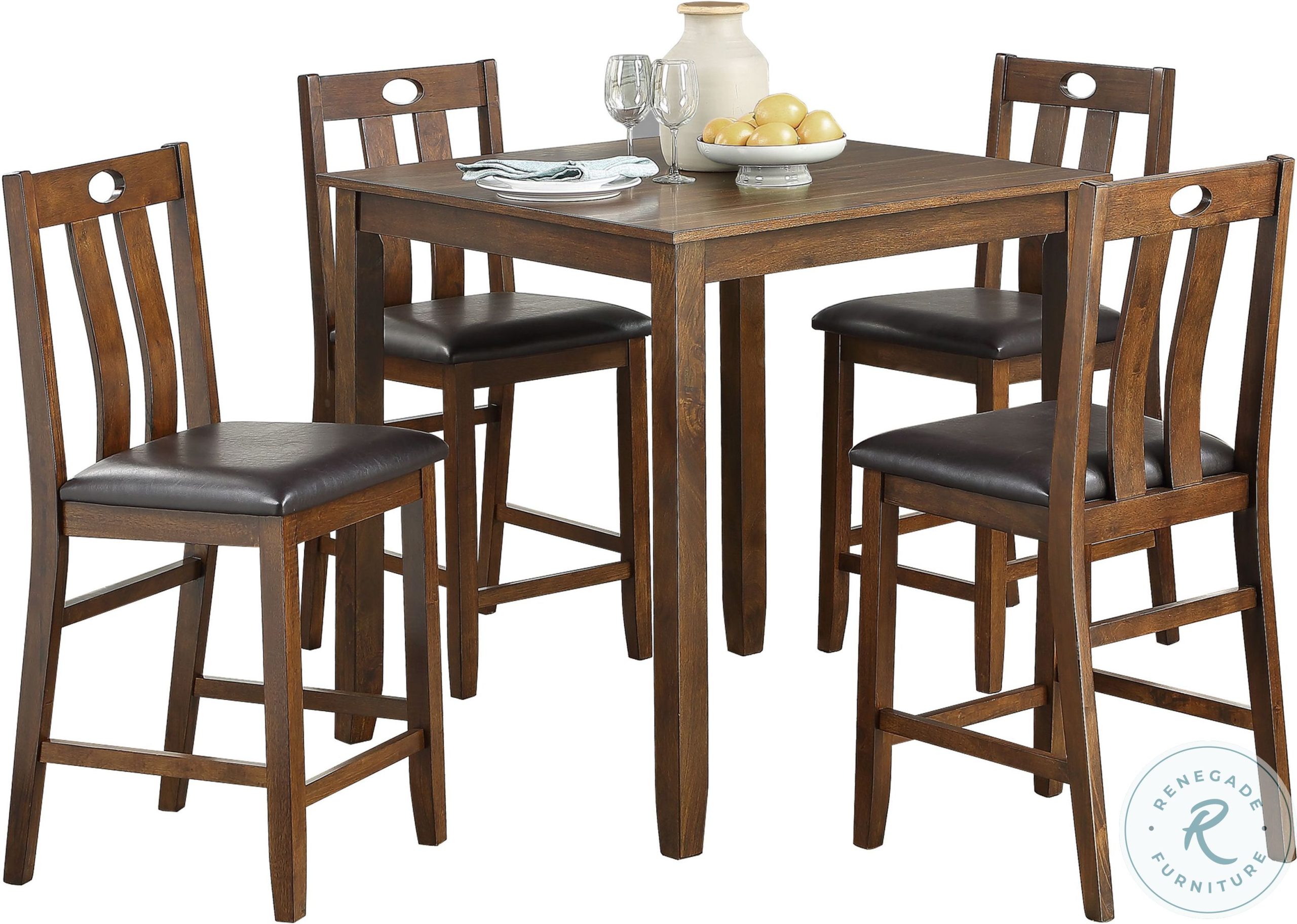 Weston Brown 5 Piece Pack Counter Height Dining Set From Homelegance ... for